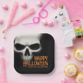 Happy Halloween griezelige spookschedel zwart sina Papieren Bordje (Feest)