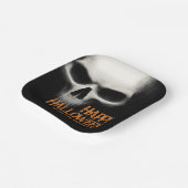 Happy Halloween griezelige spookschedel zwart sina Papieren Bordje (Gebogen)