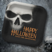 Happy Halloween griezelige spookschedel zwart sina Papieren Bordje