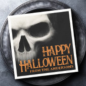 Happy Halloween griezelige spookschedel zwart sina Servet