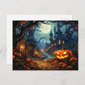 Happy Halloween | Griezelige spookwoningen Briefkaart (Voorkant / Achterkant)