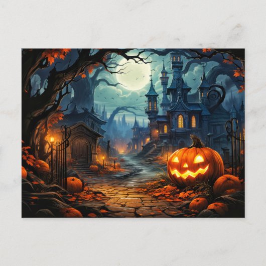 Happy Halloween | Griezelige spookwoningen Briefkaart (Voorkant)
