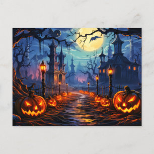Happy Halloween   Griezelige spookwoningen Briefkaart