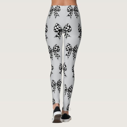 Happy Halloween grijs gecontroleerd zwarte bogen C Leggings (Achterkant)