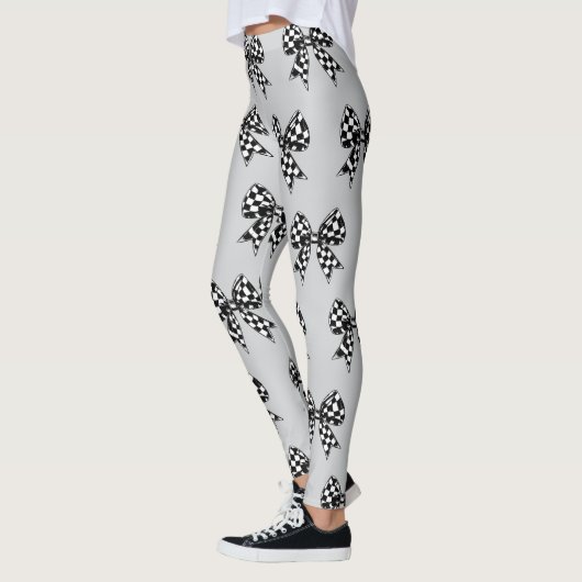 Happy Halloween grijs gecontroleerd zwarte bogen C Leggings (Links)