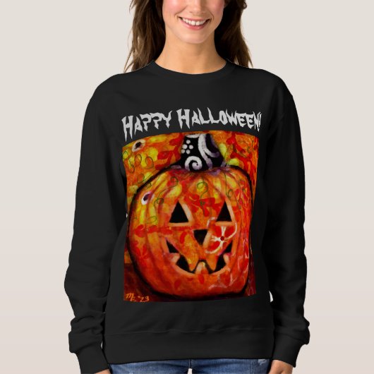 Happy Halloween grillige Jack-O-Lantern pompoen Trui (Voorkant)