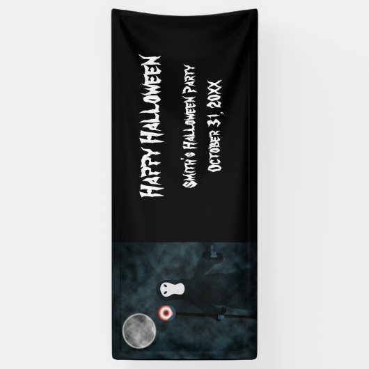 Happy Halloween Grim Reaper Moon Night personalise Spandoek (Verticaal)