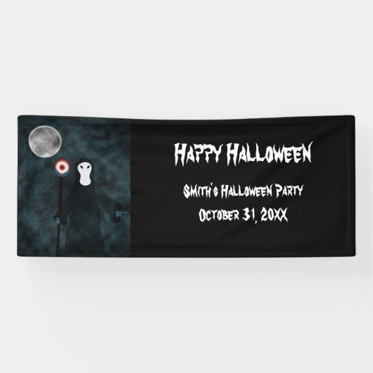 Happy Halloween Grim Reaper Moon Night personalise Spandoek (Horizontaal)