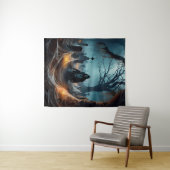 Happy Halloween Grim Reaper op een kerkhof Wandkleed (In Situ (horizontaal))