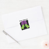 Happy Halloween Groene Monster Voeten Vierkante Sticker (Envelop)