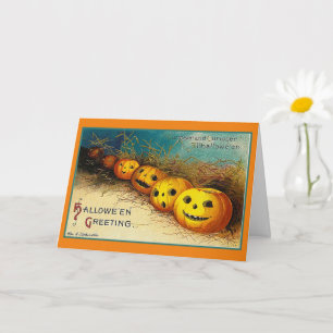 Happy Halloween Groeten Pompoenen op een rij Kaart