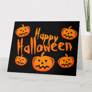 Happy Halloween grote zwarte en oranje pompoen Kaart