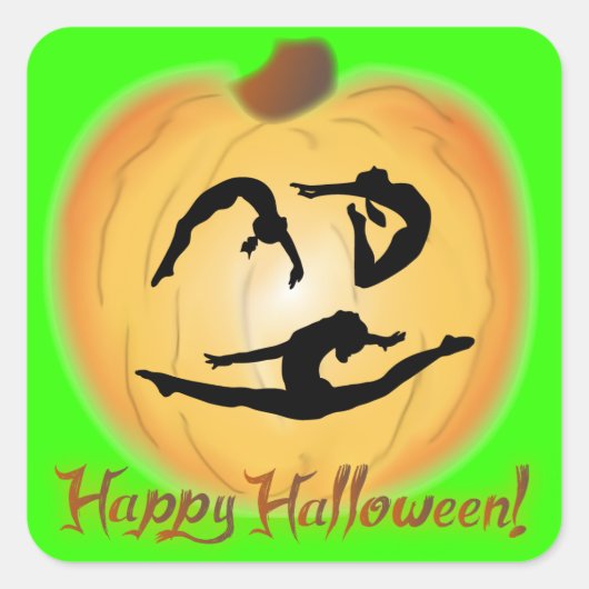Happy Halloween Gymnastics Vierkante Sticker (Voorkant)