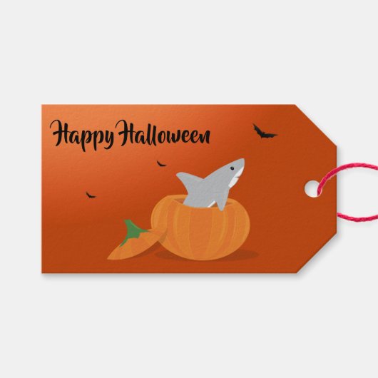 Happy Halloween haai pompoen vleermuizen Sinaasapp Cadeaulabel (Voorkant (Horizontaal))