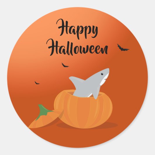 Happy Halloween haai pompoen vleermuizen Sinaasapp Ronde Sticker (Voorkant)