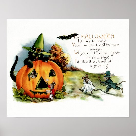 Happy Halloween  Halloween Briefkaart Art Poster (Voorkant)