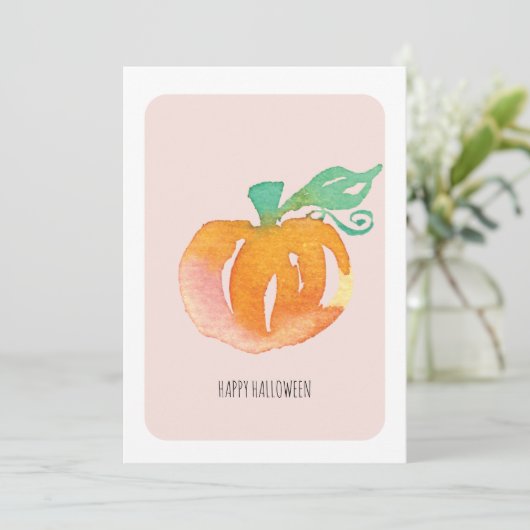 Happy Halloween Hand Painted Pumpkin Kaart (Staand voorkant)