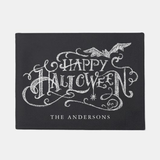 Happy Halloween handgeschreven krijt gepersonalise Deurmat (Voorkant)