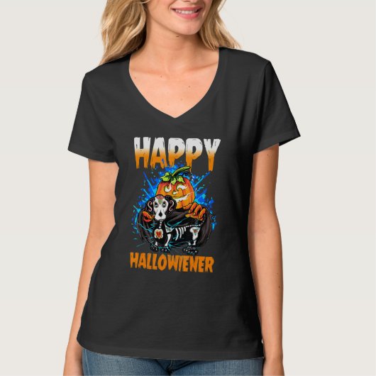 Happy Halloween Happy Hhalweiner Daschund Dog T-shirt (Voorkant)