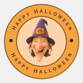 Happy Halloween - Happy Old Witch Design Ronde Sticker