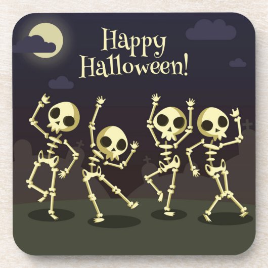 Happy Halloween - Happy Skeletons Bier Onderzetter (Voorkant)