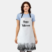 Happy Halloween Haunted Bossen Black White Schort (Gedragen)