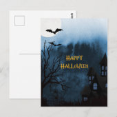 Happy Halloween Haunted Castle and Bats Briefkaart (Voorkant / Achterkant)