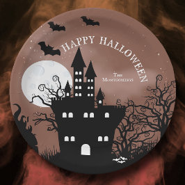 Happy Halloween Haunted Castle Papieren Bordje
