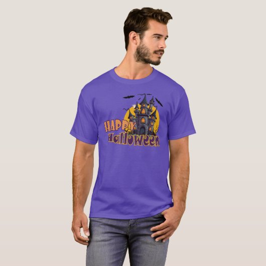 Happy Halloween Haunted Castle T-shirt (Voorkant volledig)