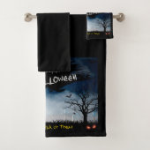 Happy Halloween Haunted House Bath Towel Set Bad Handdoek (Insitu)