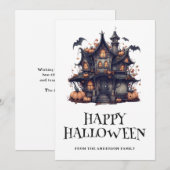 Happy Halloween Haunted House Bats Pumpkins Kaart (Voorkant / Achterkant)