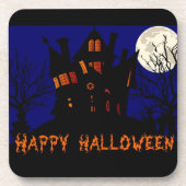 Happy Halloween Haunted House Bier Onderzetter (Voorkant)