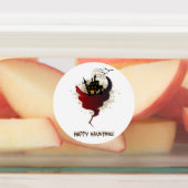 Happy Halloween Haunted House Black Cat Labels (Aangebracht)