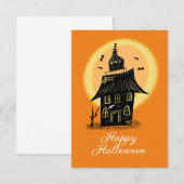 Happy Halloween Haunted House Black Sinaasappel (Voorkant / Achterkant)