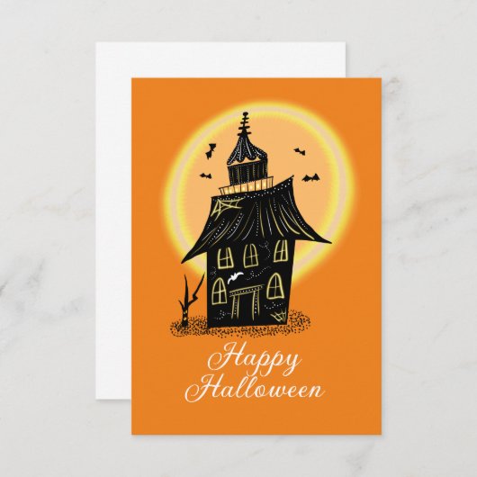 Happy Halloween Haunted House Black Sinaasappel (Voorkant / Achterkant)