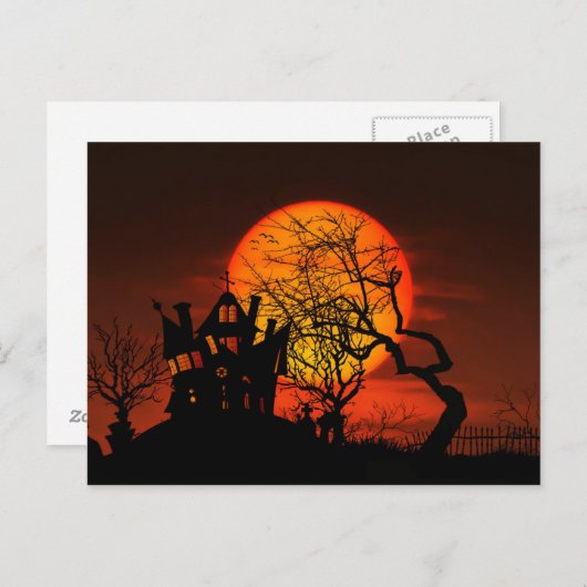 Happy Halloween Haunted House Briefkaart (Voorkant / Achterkant)