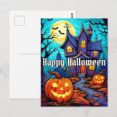 Happy Halloween - Haunted House Briefkaart (Voorkant / Achterkant)