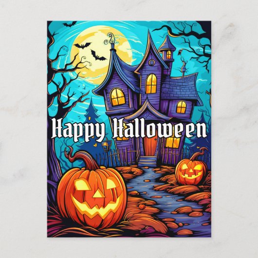 Happy Halloween - Haunted House Briefkaart (Voorkant)