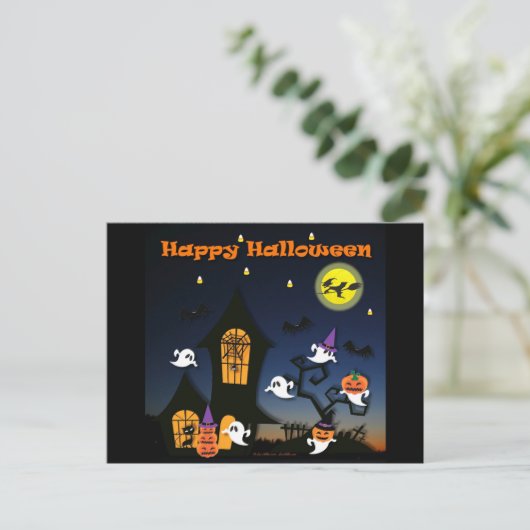 Happy Halloween Haunted House Briefkaart (Staand voorkant)