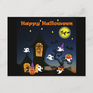 Happy Halloween Haunted House Briefkaart