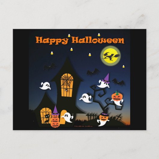 Happy Halloween Haunted House Briefkaart (Voorkant)