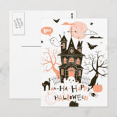 Happy Halloween Haunted House Briefkaart (Voorkant / Achterkant)