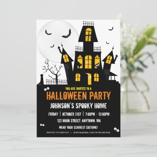 Happy Halloween Haunted House Creepy Spooky Kaart (Staand voorkant)