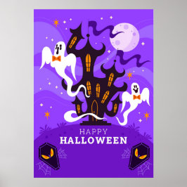 Happy Halloween Haunted House en Ghost Poster