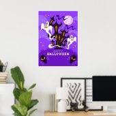 Happy Halloween Haunted House en Ghost Poster (Thuiskantoor)