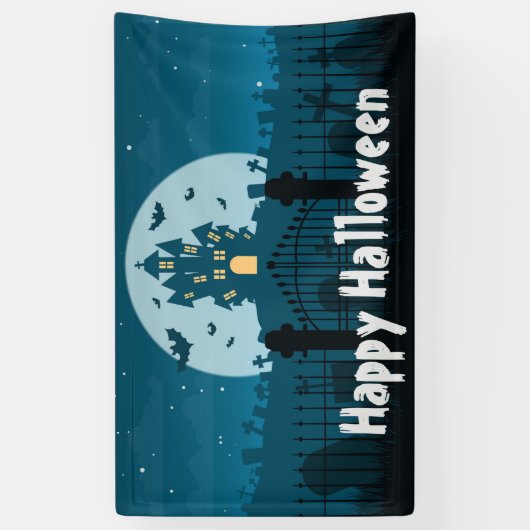 Happy Halloween Haunted House en Grave Yard Spandoek (Verticaal)