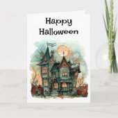 Happy Halloween Haunted House Greeting Kaart (Voorkant)