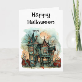 Happy Halloween Haunted House Greeting Kaart