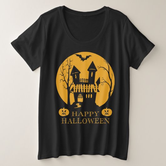 Happy Halloween Haunted House Grote Maat T-shirt (Design voorkant)