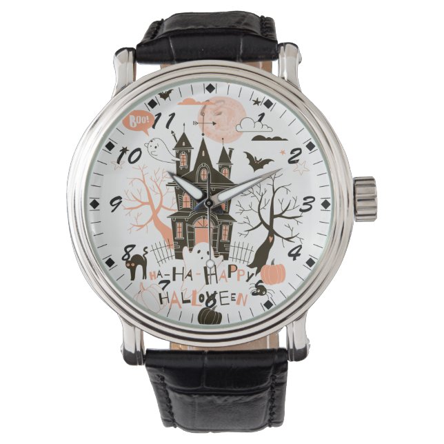 Happy Halloween Haunted House Horloge (Voorkant)